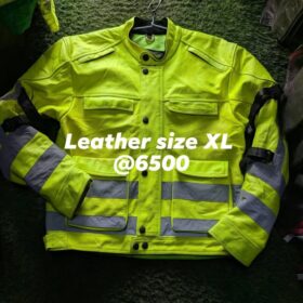 Hi-viz Leather jacket with reflective strips